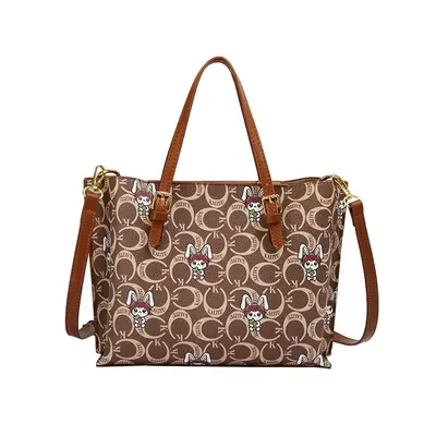 Printed Zipper Fashion PU Tote Bag