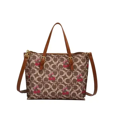 Printed Zipper Fashion PU Tote Bag
