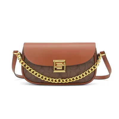 Light Luxury Geometric PU Zipper Bag