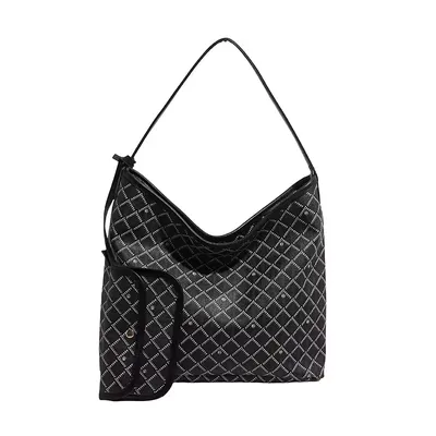 Retro Geometric Printed PU Tote Bag