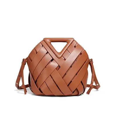 New Geometric Pu Woven Casual Tote Bag