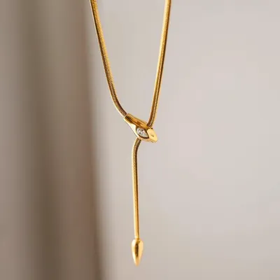  Layered Zircon Snake Herringbone Necklace