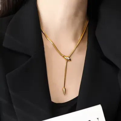  Layered Zircon Snake Herringbone Necklace