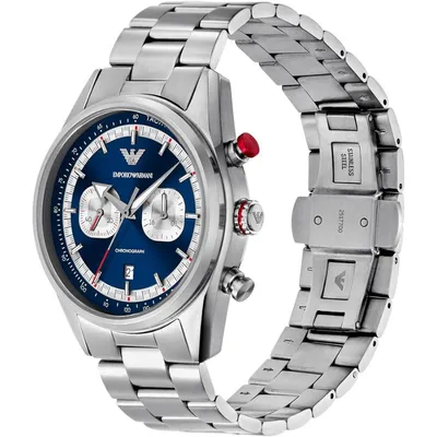 Emporio Armani Racer Chronograph Stainless Steel Blue Dial Men's Watch