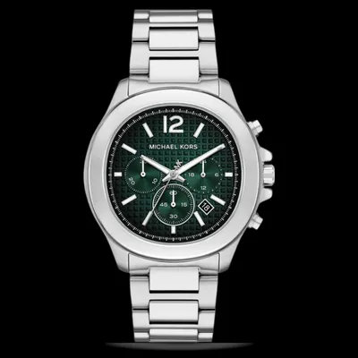 MICHAEL KORS MEN'S SAGE CHRONO STAINLESS STELL GREEN DIAL WATCH
