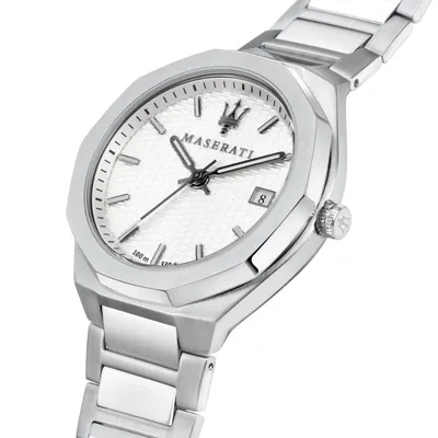 Maserati Stile White Dial Silver Steel Strap Watch