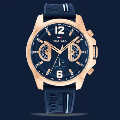 Tommy Hilfiger Silicone Navy Dial Multi-function Men's Watch 