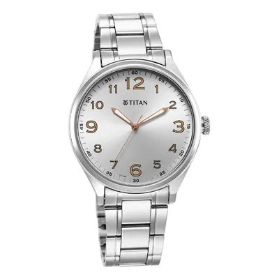 Titan Urban Silver White Dial Metal Strap Watch