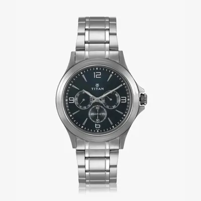 Titan Quartz Multifunction Blue Dial Stainless Steel Watch