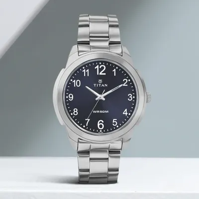 Titan Blue Dial Stainless Steel Men's Watch