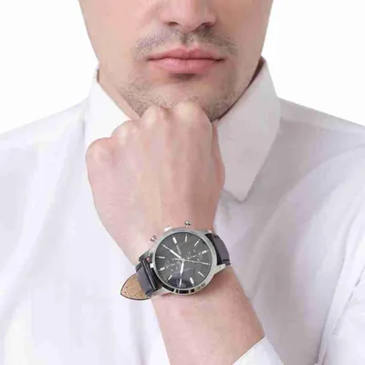 Fossil Townsman Chronograph Black Leather Strap Watch