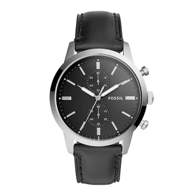 Fossil Townsman Chronograph Black Leather Strap Watch