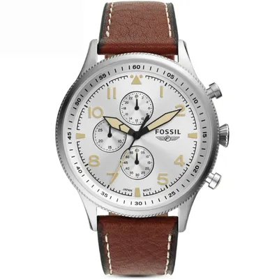 Fossil Retro Pilot Chronograph Brown Leather Strap Watch