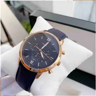 Fossil Neutra Chronograph Blue Dial Rose-Gold Bezel Men's Watch