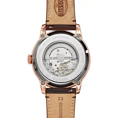 Fossil Townsman Beige Dial Brown Leather Strap Watch