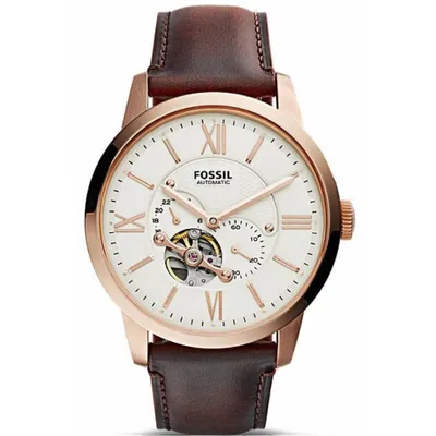 Fossil Townsman Beige Dial Brown Leather Strap Watch
