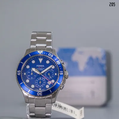 Fossil Men's Chronograph Stainless Steel Watch with Blue Dial