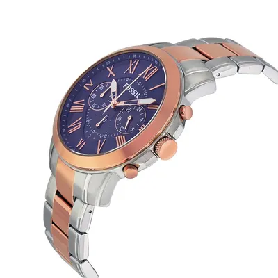 Fossil Grant Chronograph Blue Dial Two-tone Men's Watch