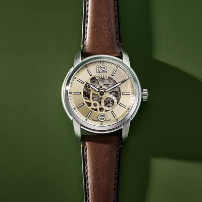 Fossil Automatic Brown Leather Watch