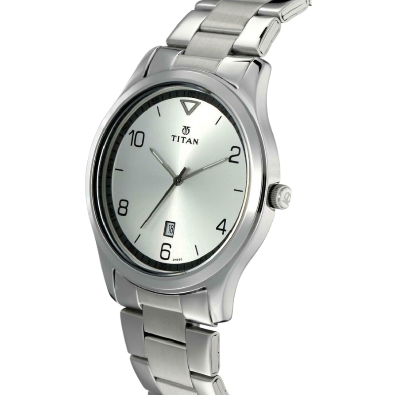  Titan Silver Dial Silver Strap Analog Watch For Men