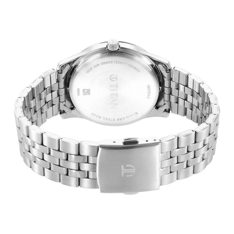 Titan Silver White Urban Silver White Dial Metal Strap Watch