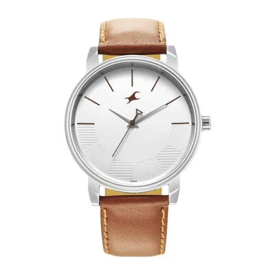 Fastrack Stunners Quartz Analog Silver Dial Leather Strap Watch