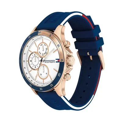 Tommy Hilfiger Bank Chronograph White Dial Silicone Men’s Watch