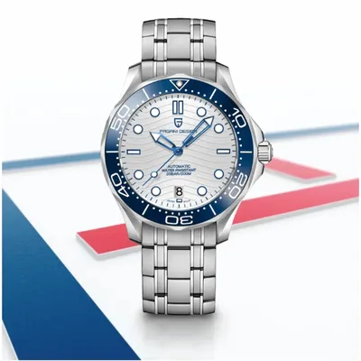 Pagani Design Seamaster White with blue accents Dial Men's Watch