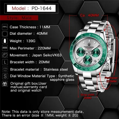 Pagani Design Stainless Steel Watches Chronograph Japan Watch Waterproof for Men