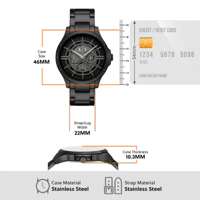 Armani Exchange Analog Black Dial Men's Stainless Steel Watch
