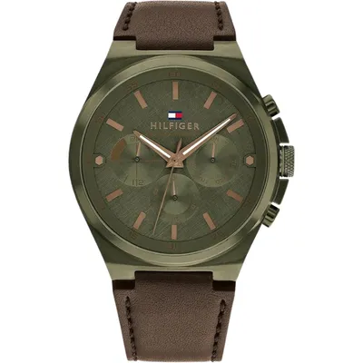 Tommy Hilfiger Men's Multi Dial Quartz Watch with Leather Strap