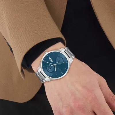 BOSS Tyler Qtz Multifunction Blue Sunray Round Dial Men's Watch