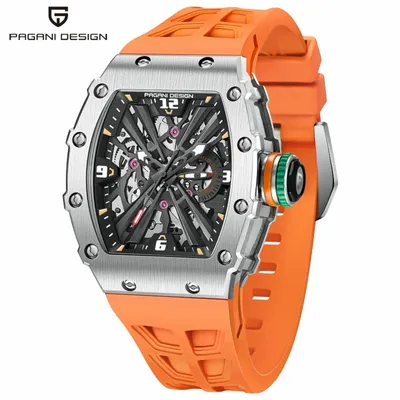 Pagani Design orange Skeleton Dial Casual Men's Watch