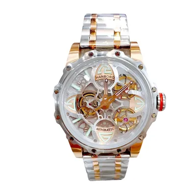 HANBORO Clover King 8851-7 Two-Tone Automatic Skeleton Men’s Watch