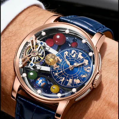 HANBORO Fully Automatic Mechanical Luxury Diamond Dial Stainless Steel Watch