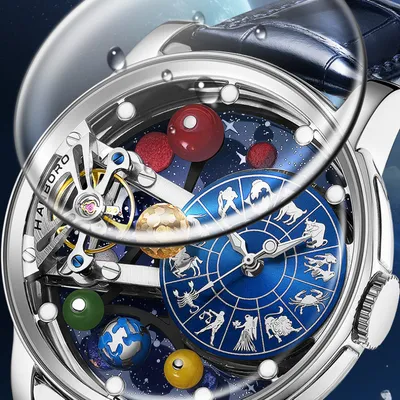 HANBORO Fully Automatic Mechanical Luxury Diamond Dial Stainless Steel Watch