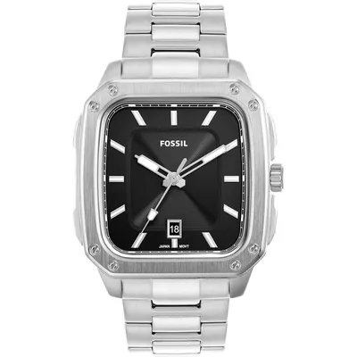 Fossil Inscription Men's Watch with Square Case and Stainless Steel