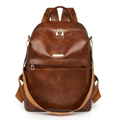 Large-Capacity Soft Leather Backpack