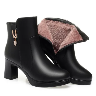 Chunky heel short boot for women