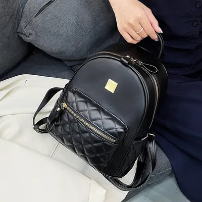 Pu Soft Leather Quilted Embroidery Lightweight School Bag