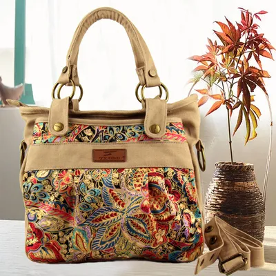New ethnic style flower cloth bag for women 