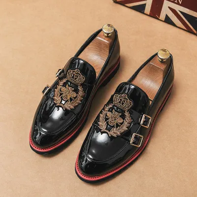 TRENDY EMBROIDERED LEATHER LOAFERS