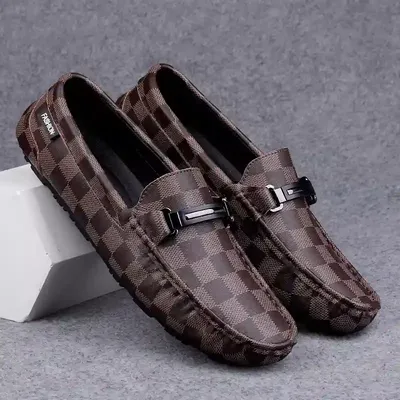 CHESSBOARD STYLE LEATHER ALL-MATCH LOAFER