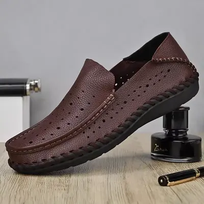SUMMER LEATHER HOLLOW BREATHABLE CASUAL LOAFER