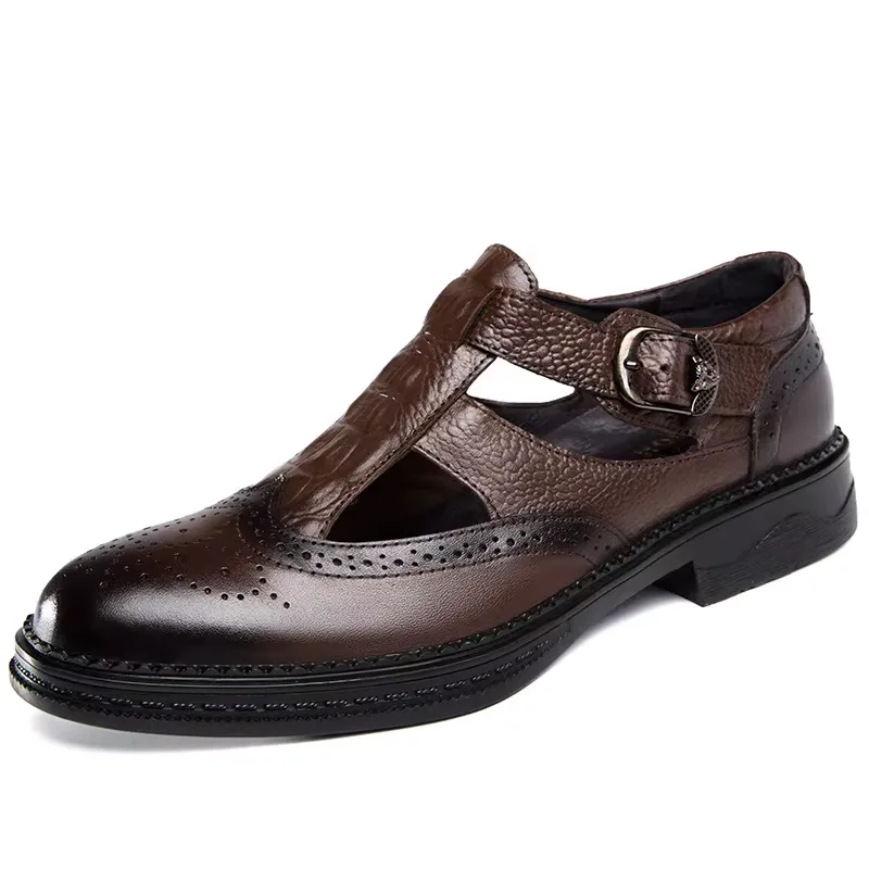 MEN'S SUMMER CLOGS CARVED BROGUE SHOES