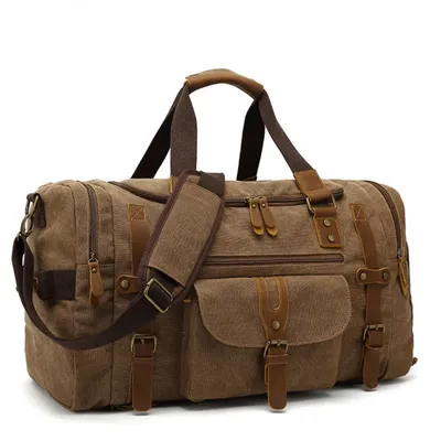 Canvas Genuine Leather Travel Bag