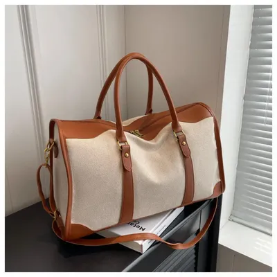 Luxury Canvas And Leather Trim Travel Bag