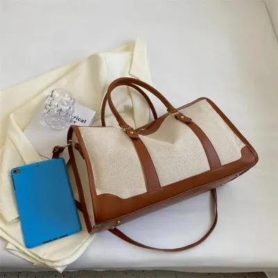 Luxury Canvas And Leather Trim Travel Bag