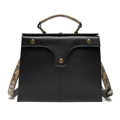 Vintage Style Embossed Genuine Leather Handheld Bag