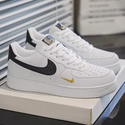 Nike Air Force 1 '07 Essential White Black Gold 1:1